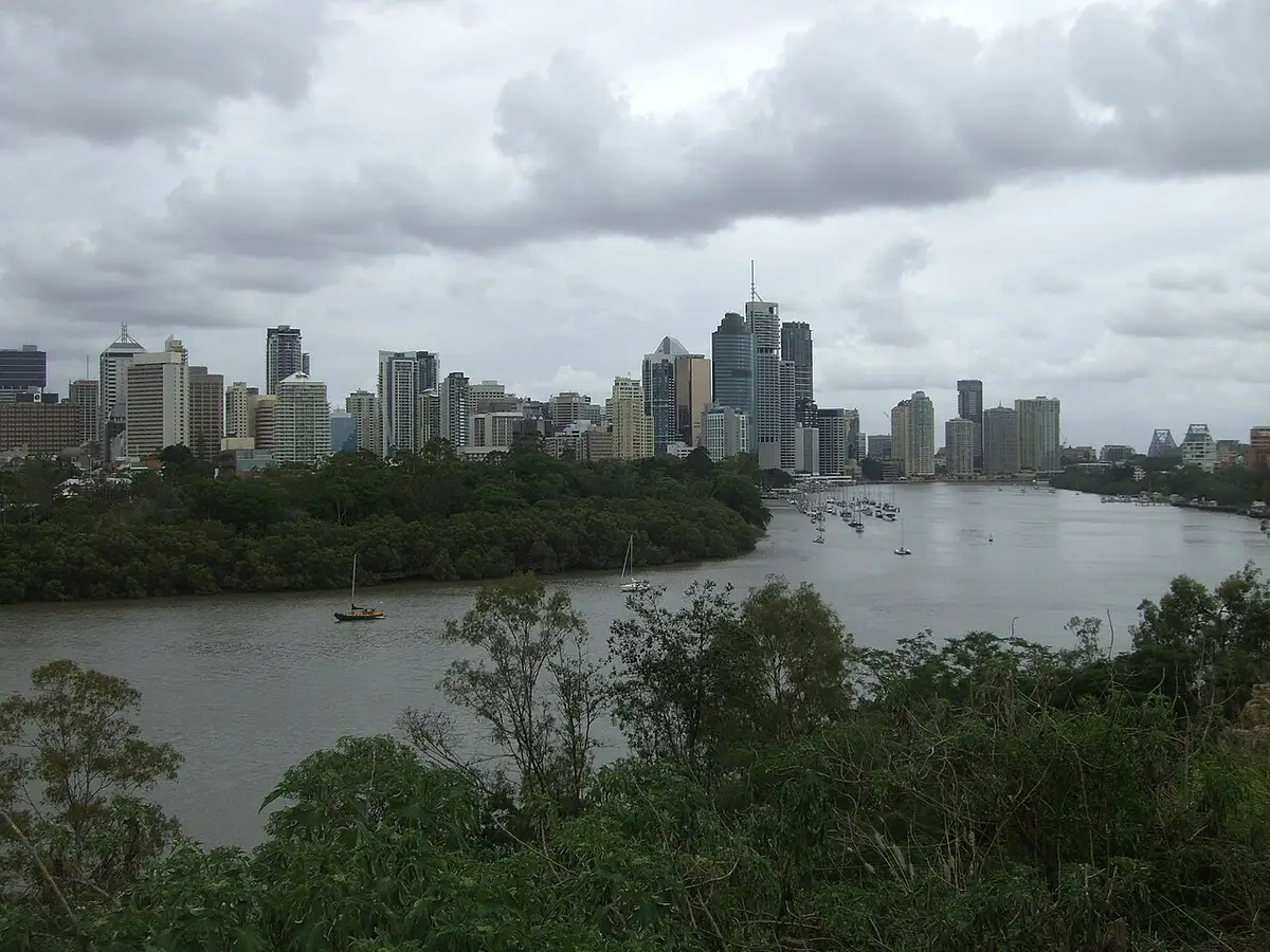 Brisbane City skyline and river from the south bank