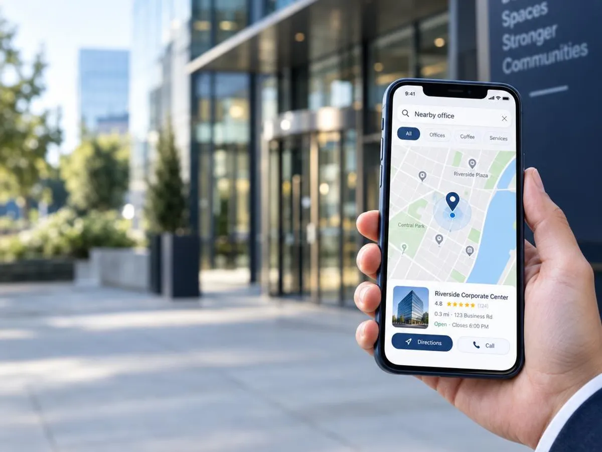 Phone showing an accounting firm on Google Maps outside its office building